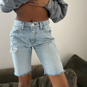 High Rise Light Was Jean Shorts